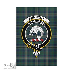 Scottish Kennedy Modern Tartan Flag with Family Crest - Tartan Garden Flag Scottish Plaid Tartan Plaid - ScotsTee - scotstee.com