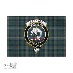 Scottish Kennedy Modern Tartan Flag with Family Crest - Tartan Garden Flag Scottish Plaid Tartan Plaid - ScotsTee - scotstee.com