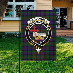 Scottish MacDonald Tartan Flag with Family Crest - Tartan Garden Flag Scottish Plaid Tartan Plaid - ScotsTee - scotstee.com