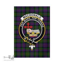 Scottish MacDonald Tartan Flag with Family Crest - Tartan Garden Flag Scottish Plaid Tartan Plaid - ScotsTee - scotstee.com