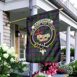 Scottish MacDonald Tartan Flag with Family Crest - Tartan Garden Flag Scottish Plaid Tartan Plaid - ScotsTee - scotstee.com