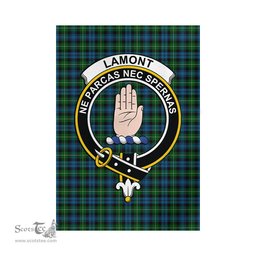 Scottish Lamont Tartan Flag with Family Crest - Tartan Garden Flag Scottish Plaid Tartan Plaid - ScotsTee - scotstee.com