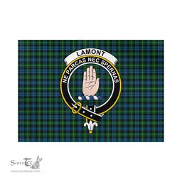 Scottish Lamont Tartan Flag with Family Crest - Tartan Garden Flag Scottish Plaid Tartan Plaid - ScotsTee - scotstee.com