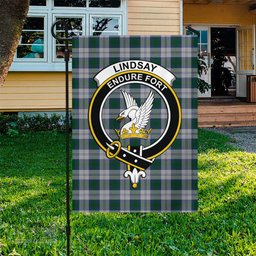 Scottish Lindsay Dress Tartan Flag with Family Crest - Tartan Garden Flag Scottish Plaid Tartan Plaid - ScotsTee - scotstee.com