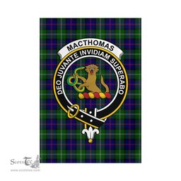 Scottish MacThomas Modern Tartan Flag with Family Crest - Tartan Garden Flag Scottish Plaid Tartan Plaid - ScotsTee - scotstee.com