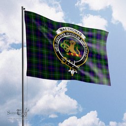 Scottish MacThomas Modern Tartan Flag with Family Crest - Tartan Garden Flag Scottish Plaid Tartan Plaid - ScotsTee - scotstee.com