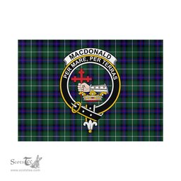 Scottish MacDonald of the Isles Hunting Modern Tartan Flag with Family Crest - Tartan Garden Flag Scottish Plaid Tartan Plaid - ScotsTee - scotstee.com