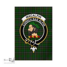 Scottish MacAlpin Modern Tartan Flag with Family Crest - Tartan Garden Flag Scottish Plaid Tartan Plaid - ScotsTee - scotstee.com