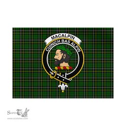 Scottish MacAlpin Modern Tartan Flag with Family Crest - Tartan Garden Flag Scottish Plaid Tartan Plaid - ScotsTee - scotstee.com