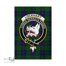 Scottish Lockhart Modern Tartan Flag with Family Crest - Tartan Garden Flag Scottish Plaid Tartan Plaid - ScotsTee - scotstee.com