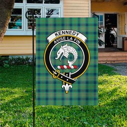 Scottish Kennedy Ancient Tartan Flag with Family Crest - Tartan Garden Flag Scottish Plaid Tartan Plaid - ScotsTee - scotstee.com