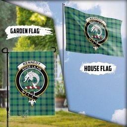 Scottish Kennedy Ancient Tartan Flag with Family Crest - Tartan Garden Flag Scottish Plaid Tartan Plaid - ScotsTee - scotstee.com