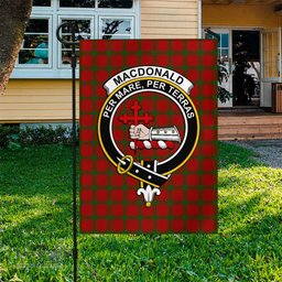 Scottish MacDonald of Sleat Tartan Flag with Family Crest - Tartan Garden Flag Scottish Plaid Tartan Plaid - ScotsTee - scotstee.com