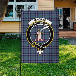 Scottish MacRaes of America Tartan Flag with Family Crest - Tartan Garden Flag Scottish Plaid Tartan Plaid - ScotsTee - scotstee.com