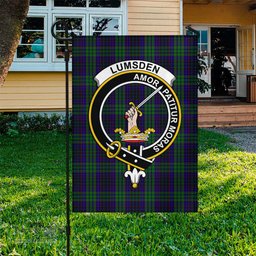 Scottish Lumsden Green Tartan Flag with Family Crest - Tartan Garden Flag Scottish Plaid Tartan Plaid - ScotsTee - scotstee.com