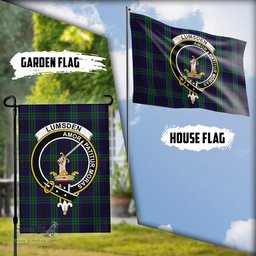 Scottish Lumsden Green Tartan Flag with Family Crest - Tartan Garden Flag Scottish Plaid Tartan Plaid - ScotsTee - scotstee.com