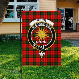 Scottish Kerr Modern Tartan Flag with Family Crest - Tartan Garden Flag Scottish Plaid Tartan Plaid - ScotsTee - scotstee.com