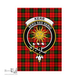 Scottish Kerr Modern Tartan Flag with Family Crest - Tartan Garden Flag Scottish Plaid Tartan Plaid - ScotsTee - scotstee.com