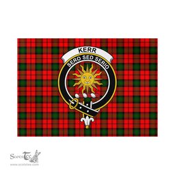 Scottish Kerr Modern Tartan Flag with Family Crest - Tartan Garden Flag Scottish Plaid Tartan Plaid - ScotsTee - scotstee.com