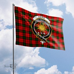 Scottish Kerr Modern Tartan Flag with Family Crest - Tartan Garden Flag Scottish Plaid Tartan Plaid - ScotsTee - scotstee.com