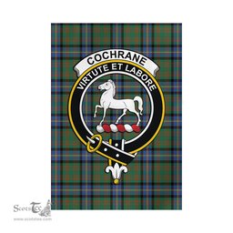 Scottish Cochrane Ancient Tartan Flag with Family Crest - Tartan Garden Flag Scottish Plaid Tartan Plaid - ScotsTee - scotstee.com