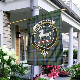 Scottish Cochrane Ancient Tartan Flag with Family Crest - Tartan Garden Flag Scottish Plaid Tartan Plaid - ScotsTee - scotstee.com