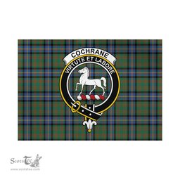 Scottish Cochrane Ancient Tartan Flag with Family Crest - Tartan Garden Flag Scottish Plaid Tartan Plaid - ScotsTee - scotstee.com