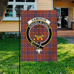 Scottish Cameron of Lochiel Ancient Tartan Flag with Family Crest - Tartan Garden Flag Scottish Plaid Tartan Plaid - ScotsTee - scotstee.com