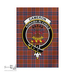 Scottish Cameron of Lochiel Ancient Tartan Flag with Family Crest - Tartan Garden Flag Scottish Plaid Tartan Plaid - ScotsTee - scotstee.com