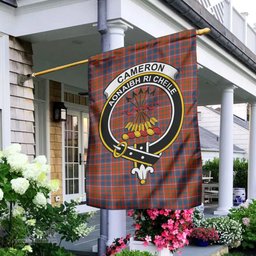 Scottish Cameron of Lochiel Ancient Tartan Flag with Family Crest - Tartan Garden Flag Scottish Plaid Tartan Plaid - ScotsTee - scotstee.com