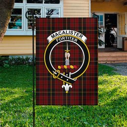 Scottish MacAlister of Skye Tartan Flag with Family Crest - Tartan Garden Flag Scottish Plaid Tartan Plaid - ScotsTee - scotstee.com