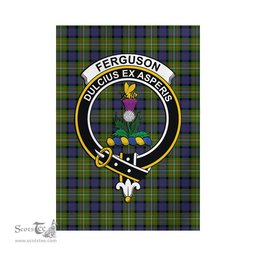 Scottish Ferguson Modern Tartan Flag with Family Crest - Tartan Garden Flag Scottish Plaid Tartan Plaid - ScotsTee - scotstee.com