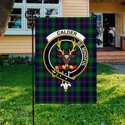 Scottish Calder Modern Tartan Flag with Family Crest - Tartan Garden Flag Scottish Plaid Tartan Plaid - ScotsTee - scotstee.com