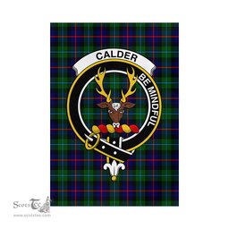 Scottish Calder Modern Tartan Flag with Family Crest - Tartan Garden Flag Scottish Plaid Tartan Plaid - ScotsTee - scotstee.com