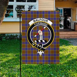 Scottish Balfour Modern Tartan Flag with Family Crest - Tartan Garden Flag Scottish Plaid Tartan Plaid - ScotsTee - scotstee.com