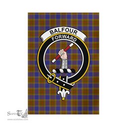 Scottish Balfour Modern Tartan Flag with Family Crest - Tartan Garden Flag Scottish Plaid Tartan Plaid - ScotsTee - scotstee.com