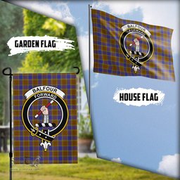 Scottish Balfour Modern Tartan Flag with Family Crest - Tartan Garden Flag Scottish Plaid Tartan Plaid - ScotsTee - scotstee.com