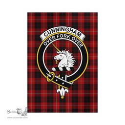 Scottish Cunningham Tartan Flag with Family Crest - Tartan Garden Flag Scottish Plaid Tartan Plaid - ScotsTee - scotstee.com