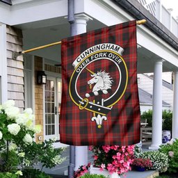 Scottish Cunningham Tartan Flag with Family Crest - Tartan Garden Flag Scottish Plaid Tartan Plaid - ScotsTee - scotstee.com