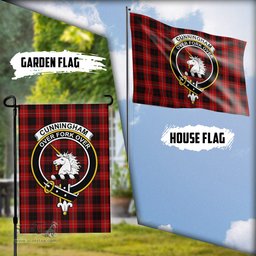 Scottish Cunningham Tartan Flag with Family Crest - Tartan Garden Flag Scottish Plaid Tartan Plaid - ScotsTee - scotstee.com