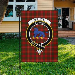 Scottish Bruce Tartan Flag with Family Crest - Tartan Garden Flag Scottish Plaid Tartan Plaid - ScotsTee - scotstee.com