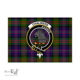Scottish Chalmers Modern Tartan Flag with Family Crest - Tartan Garden Flag Scottish Plaid Tartan Plaid - ScotsTee - scotstee.com
