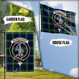Scottish Bannerman Tartan Flag with Family Crest - Tartan Garden Flag Scottish Plaid Tartan Plaid - ScotsTee - scotstee.com