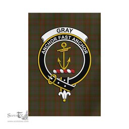 Scottish Gray Tartan Flag with Family Crest - Tartan Garden Flag Scottish Plaid Tartan Plaid - ScotsTee - scotstee.com