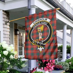 Scottish Chisholm Ancient Tartan Flag with Family Crest - Tartan Garden Flag Scottish Plaid Tartan Plaid - ScotsTee - scotstee.com