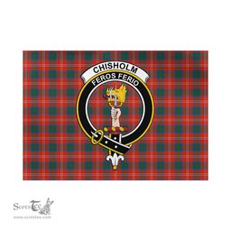 Scottish Chisholm Ancient Tartan Flag with Family Crest - Tartan Garden Flag Scottish Plaid Tartan Plaid - ScotsTee - scotstee.com