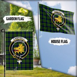 Scottish Campbell of Breadalbane Modern Tartan Flag with Family Crest - Tartan Garden Flag Scottish Plaid Tartan Plaid - ScotsTee - scotstee.com