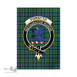 Scottish Forsyth Ancient Tartan Flag with Family Crest - Tartan Garden Flag Scottish Plaid Tartan Plaid - ScotsTee - scotstee.com