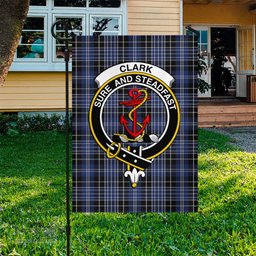 Scottish Clark Tartan Flag with Family Crest - Tartan Garden Flag Scottish Plaid Tartan Plaid - ScotsTee - scotstee.com