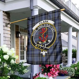 Scottish Clark Tartan Flag with Family Crest - Tartan Garden Flag Scottish Plaid Tartan Plaid - ScotsTee - scotstee.com